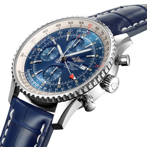 breitling navitimer world chronograph gmt blue dial ss watch|Breitling Navitimer world.